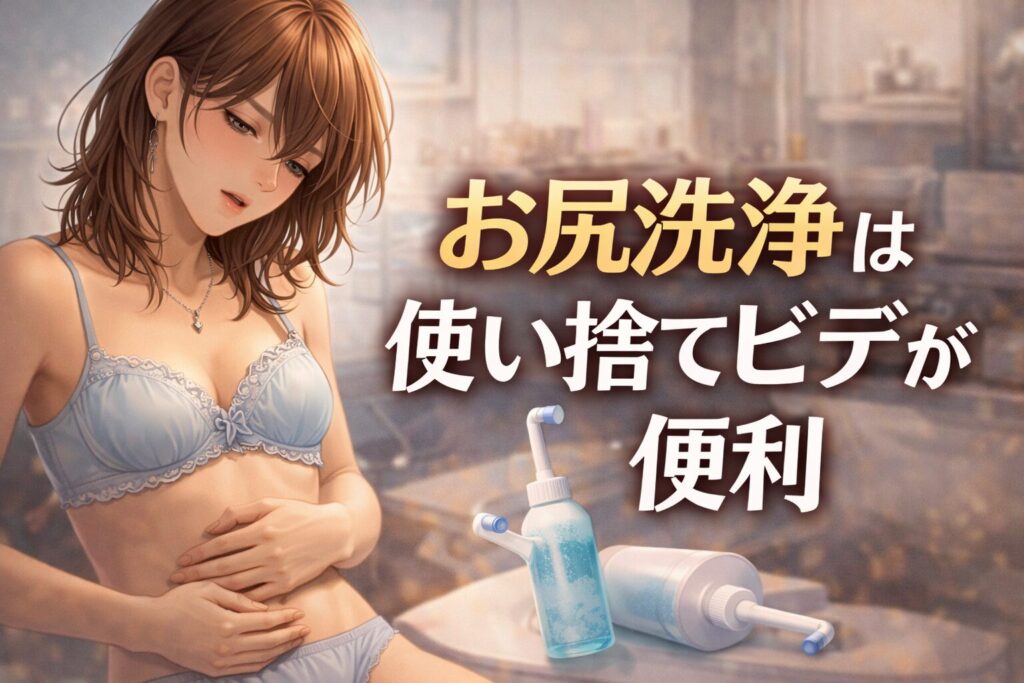 アナル洗浄に使う使い捨てビデのイメージ｜衛生ケア用品の準備
