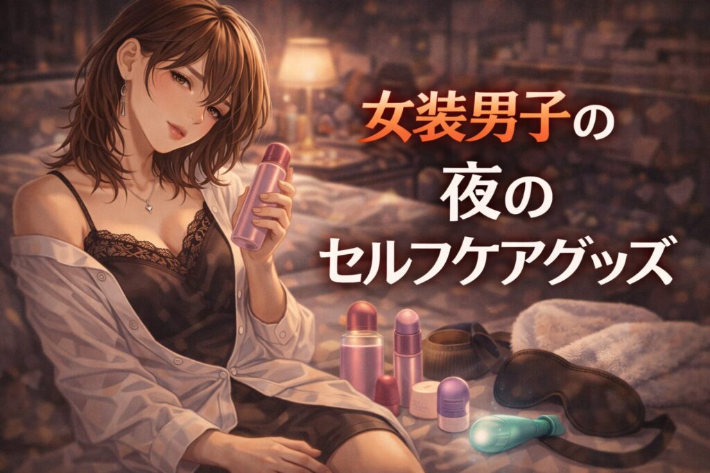 身体感覚を広げるセルフケアグッズまとめ｜女装男子の感覚ケアに役立つアイテムを紹介するイラスト